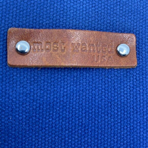 Navy Canvas Tote Bag Full Purse Grain Brown Leather Accents by Most Wanted USA - Picture 8 of 12